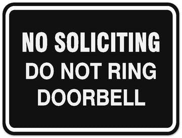 Signs ByLITA Classic Framed NO SOLICITING DO NOT RING DOORBELL Door or Wall Sign Durable ABS Plastic | Laser Engraved | Easy Installation | Elegant Design